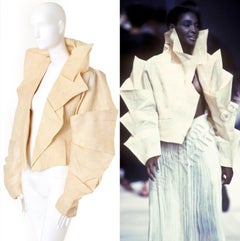 runway ISSEY MIYAKE Vintage SS1991 Dinosaur architectural sleeve linen jacket