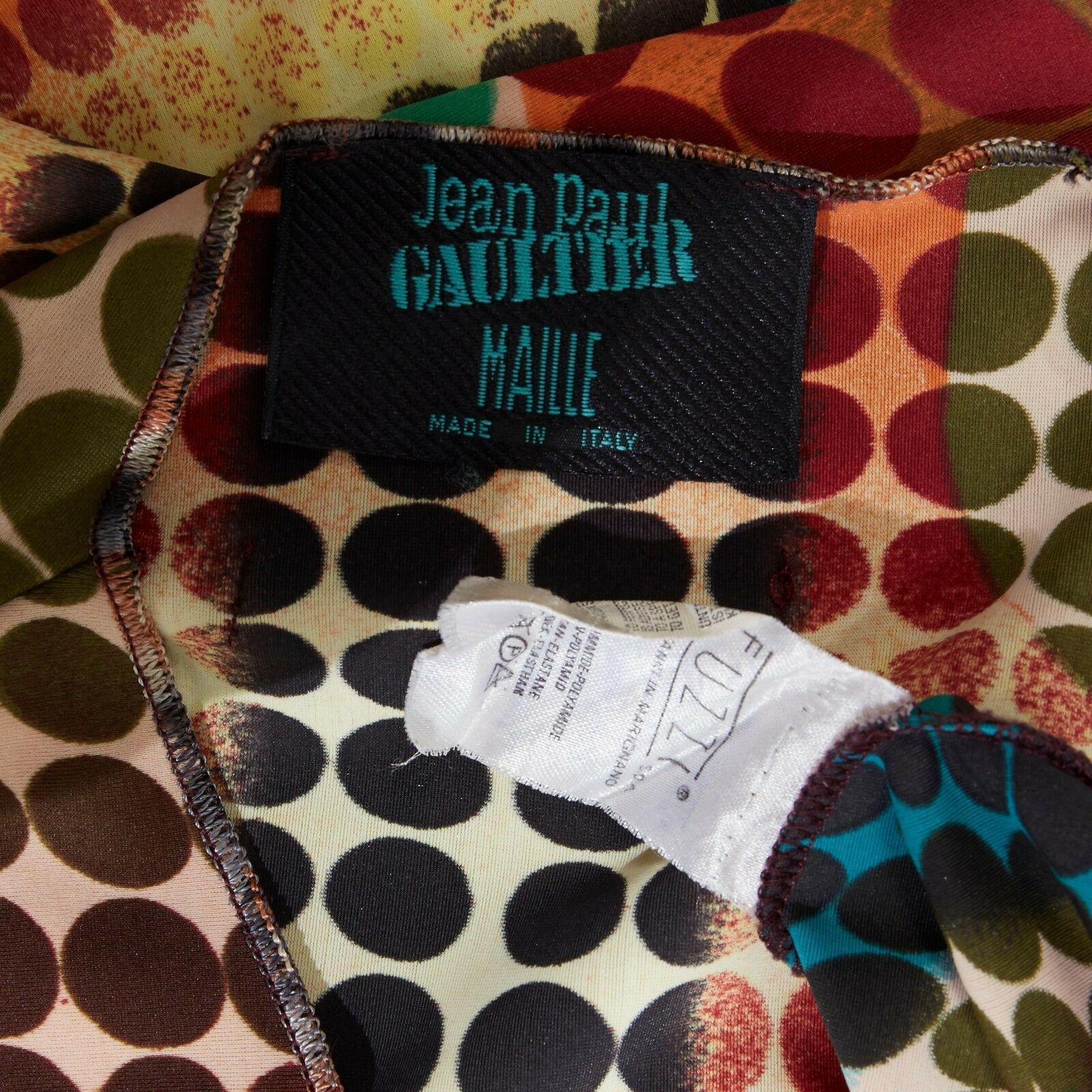 runway JEAN PAUL GAULTIER Mad Max optical illusion print spandex stretch top M 2