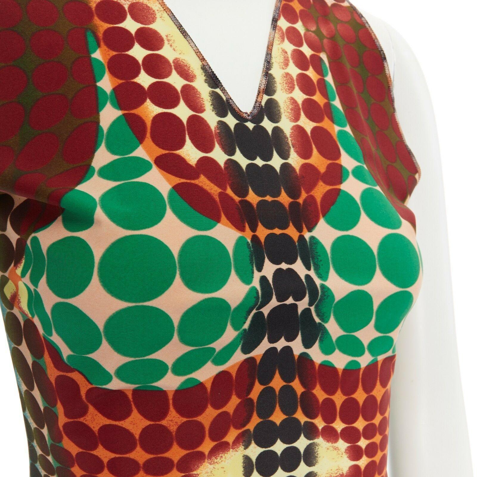runway JEAN PAUL GAULTIER Mad Max optical illusion print spandex stretch top M In Excellent Condition In Hong Kong, NT