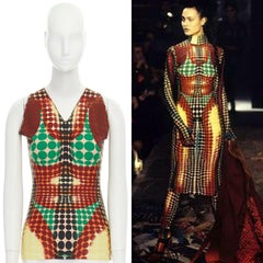runway JEAN PAUL GAULTIER Mad Max optical illusion print spandex stretch top M