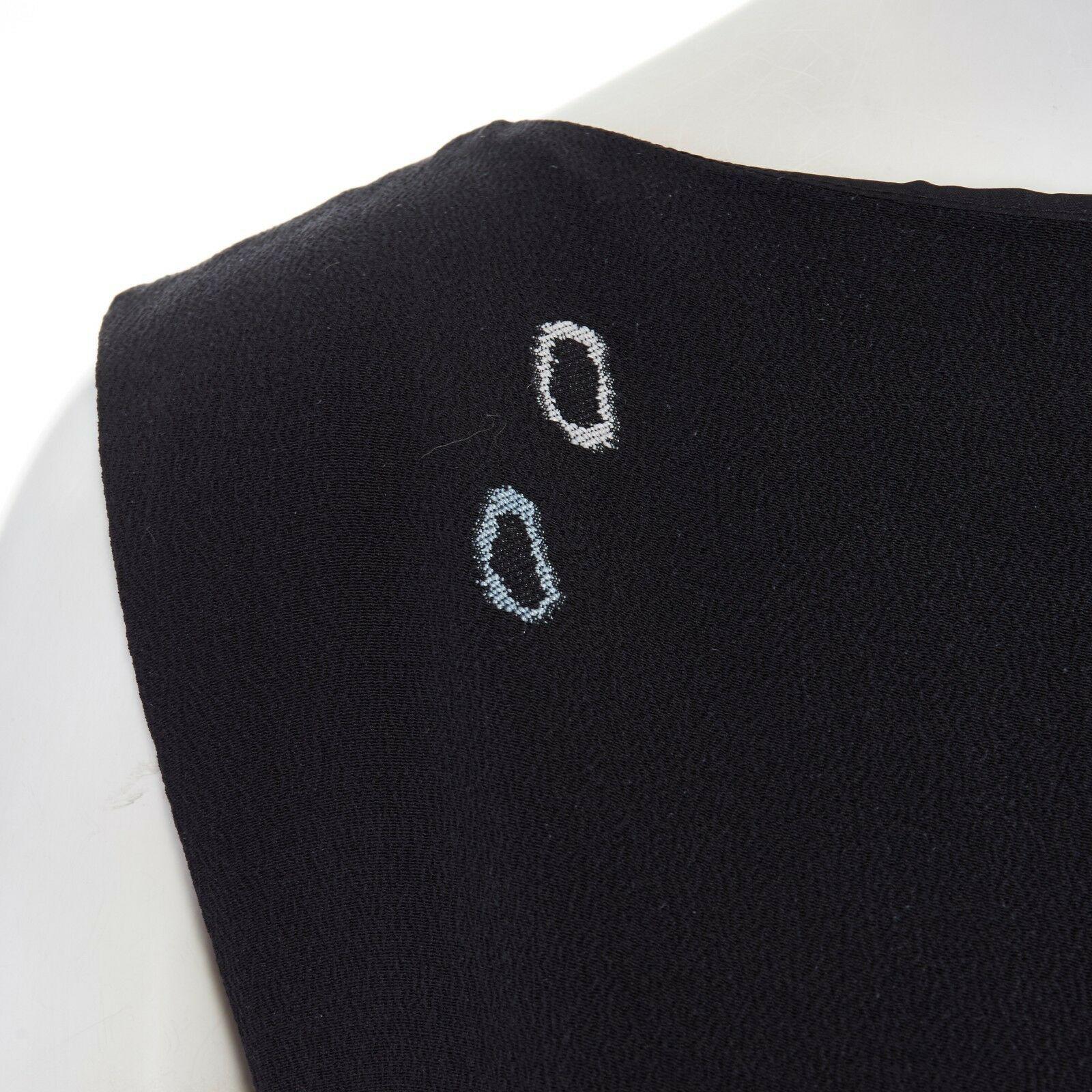 runway JIL SANDER RAF black embroidered slash slit back mini dress XS US0 UK4 In Excellent Condition In Hong Kong, NT