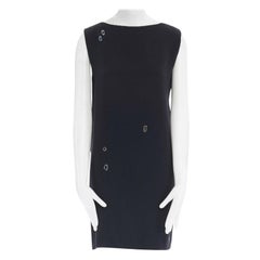 runway JIL SANDER RAF black embroidered slash slit back mini dress XS US0 UK4