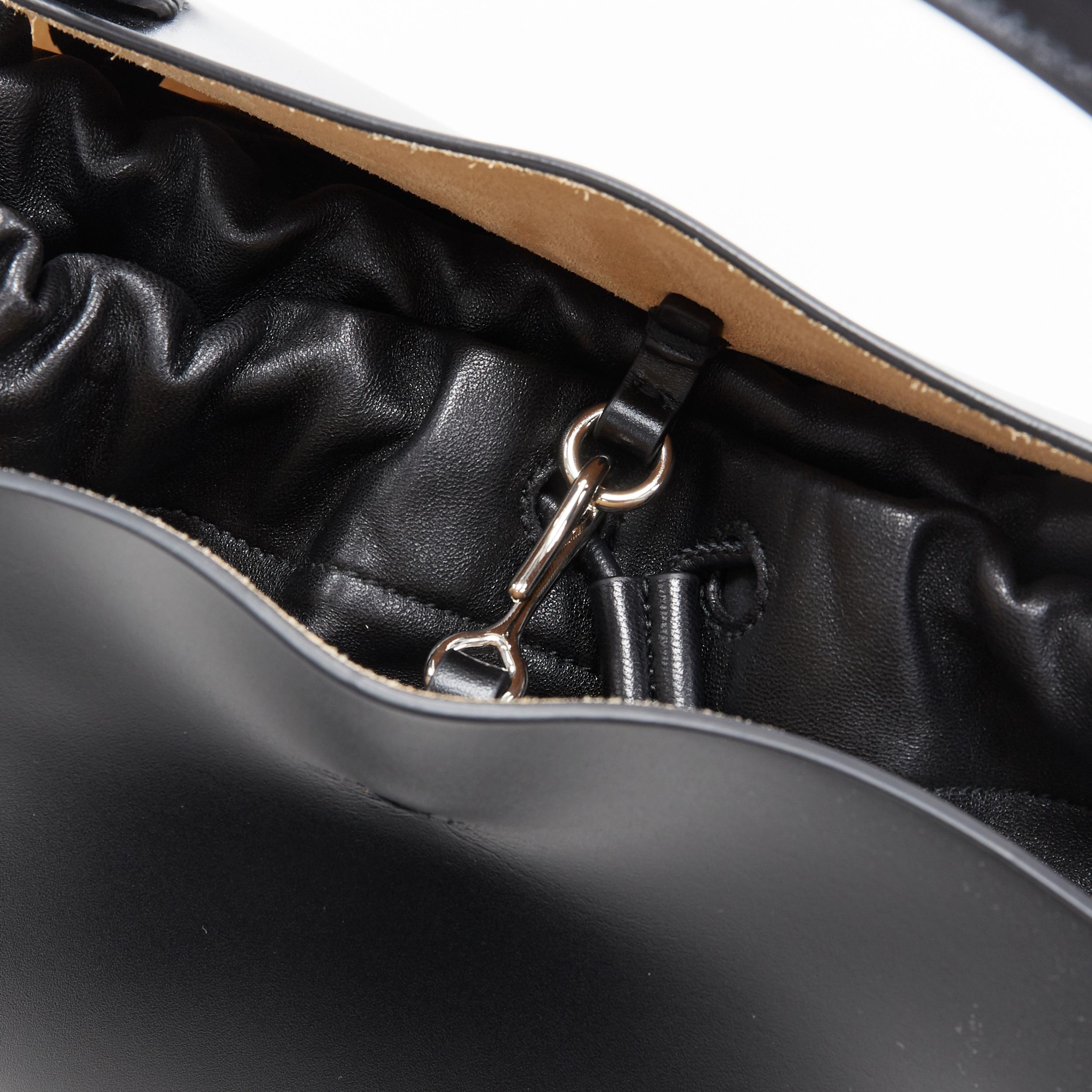 Women's runway JIL SANDER Sombrero Large black smooth leather top handle flared tote bag