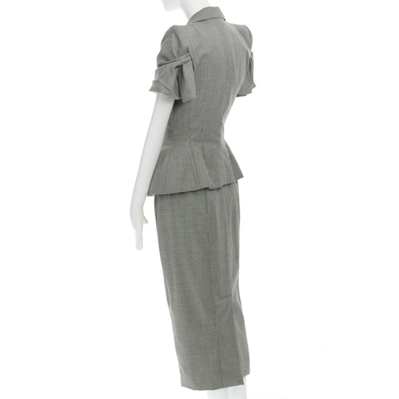 runway JOHN GALLIANO SS95 houndstooth ruched sleeve padded hip set FR40 S 3