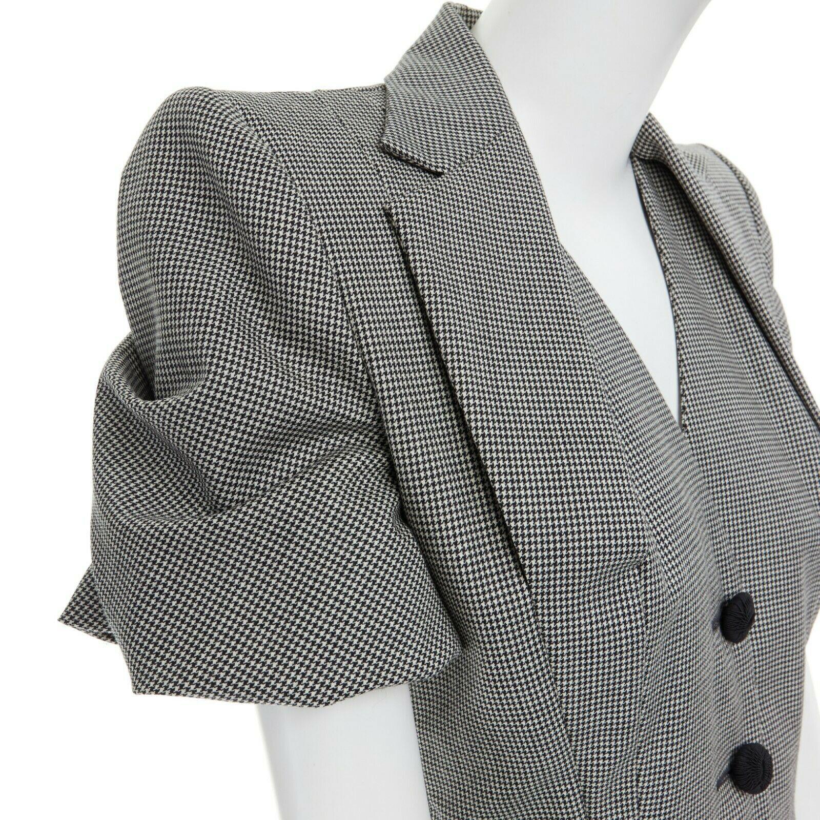 runway JOHN GALLIANO SS95 houndstooth ruched sleeve padded hip set FR40 S 4