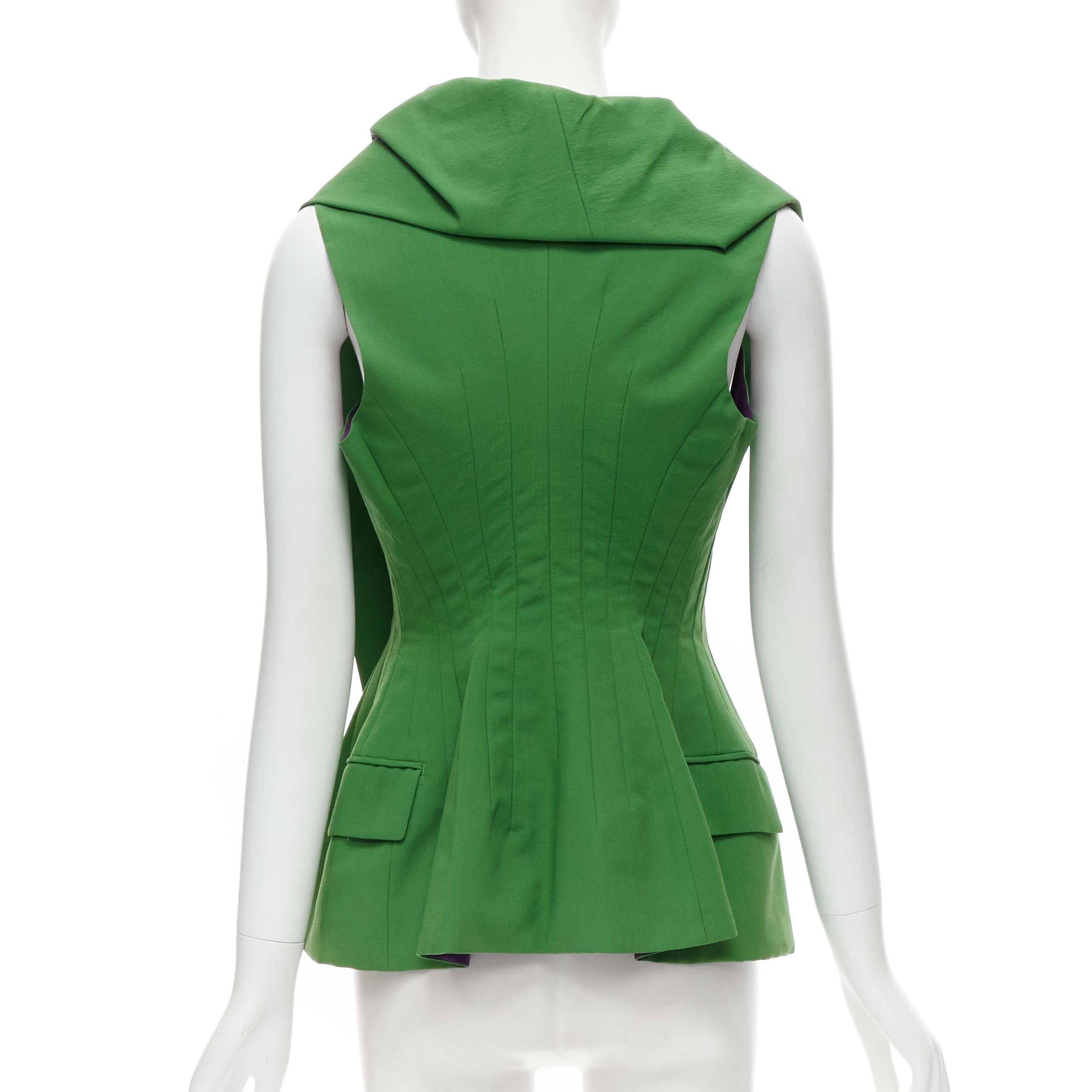 Gray runway JUNYA WATANABE 1996 purple green pleat collar panelled corset vest