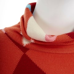 runway JUNYA WATANABE 2001 orange argyle knitted wool turtleneck sweater top S