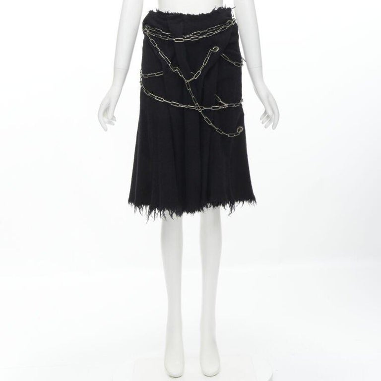 Runway JUNYA WATANABE 2003 black boiled wool frayed punk chain