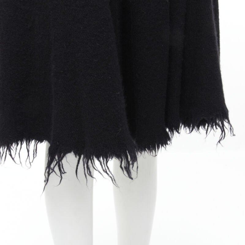 Runway JUNYA WATANABE 2003 jupe midi en laine bouillie noire effilochée avec chaîne punk S en vente 3