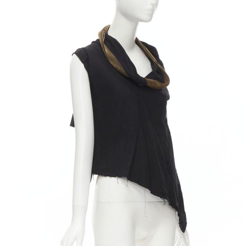 Noir Gilet de défilé JUNYA WATANABE 2004 noir or torsadé col zippé biais coupe brute M en vente