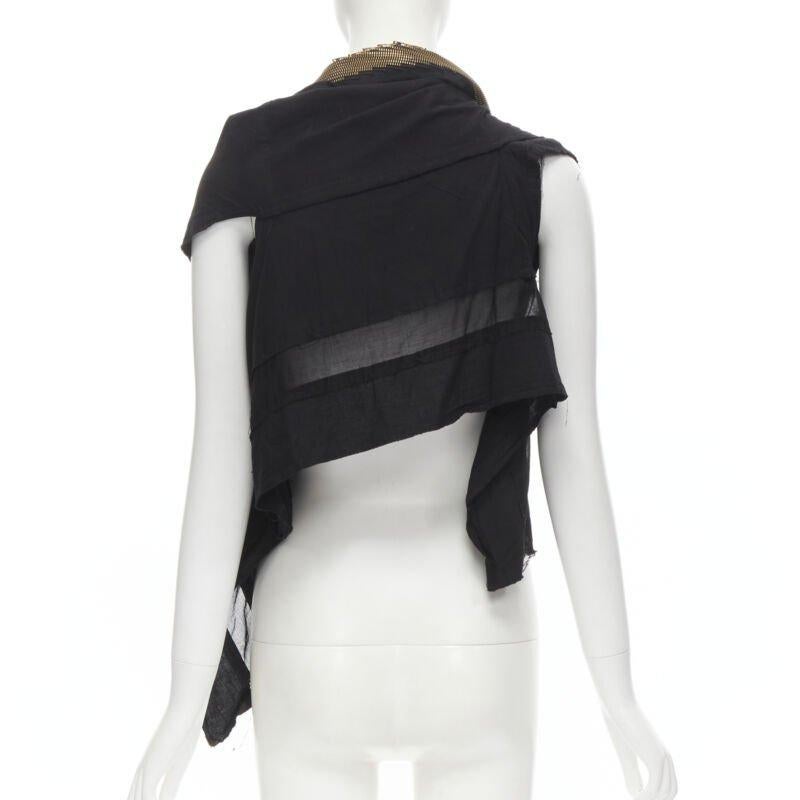 Gilet de défilé JUNYA WATANABE 2004 noir or torsadé col zippé biais coupe brute M Pour femmes en vente