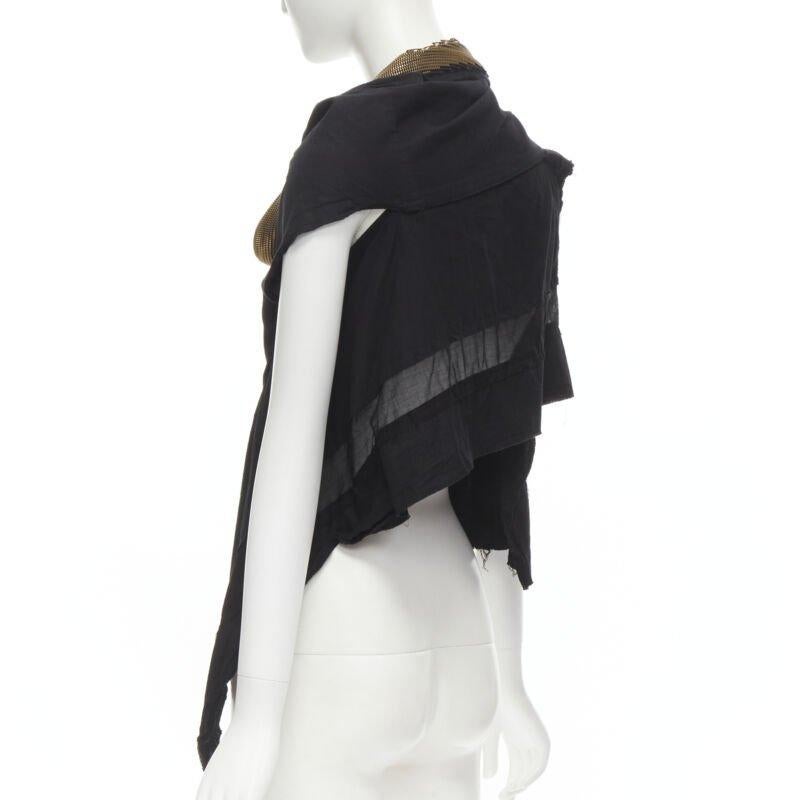 Gilet de défilé JUNYA WATANABE 2004 noir or torsadé col zippé biais coupe brute M en vente 1