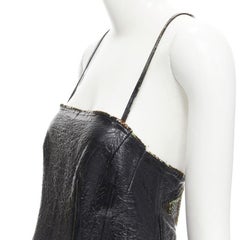 Runway JUNYA WATANABE 2005 black lacquered bust green tweed  cocktail dress M
