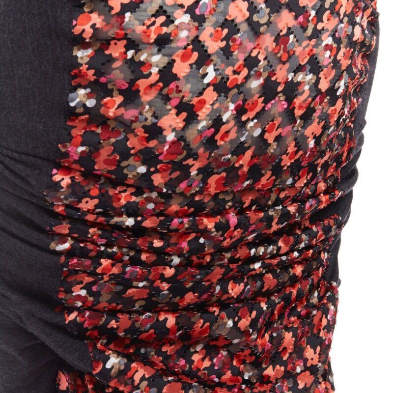 runway JUNYA WATANABE 2008 pink floral print ruched gather front sweater top S 5