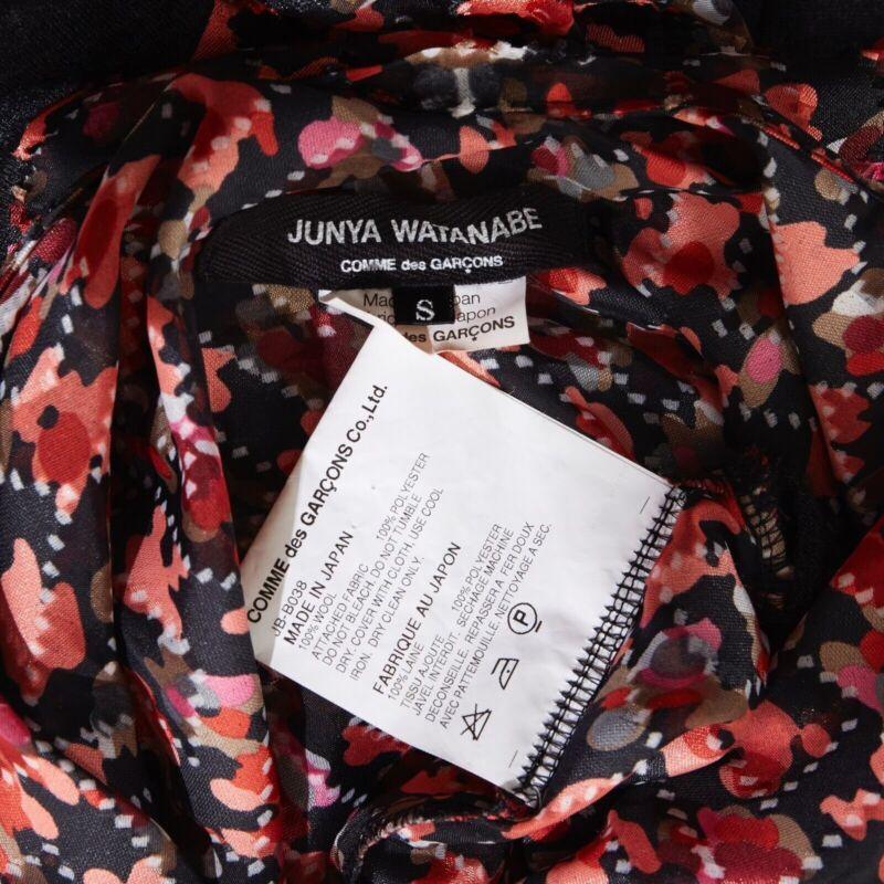 runway JUNYA WATANABE 2008 pink floral print ruched gather front sweater top S 6