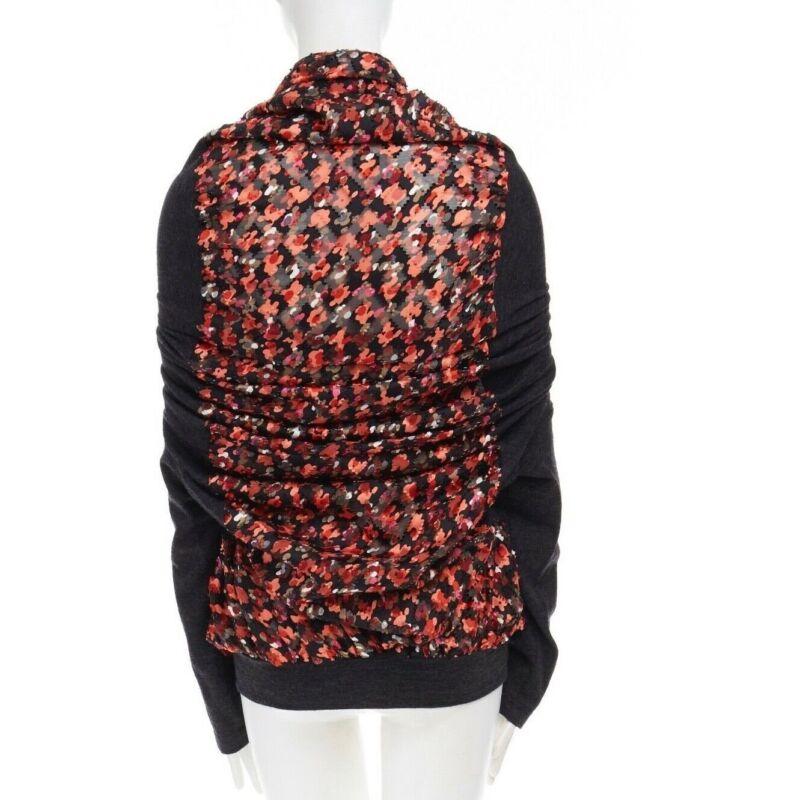 Women's runway JUNYA WATANABE 2008 pink floral print ruched gather front sweater top S