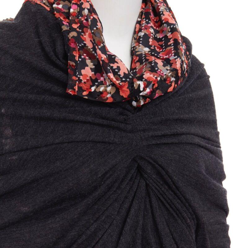 runway JUNYA WATANABE 2008 pink floral print ruched gather front sweater top S 2