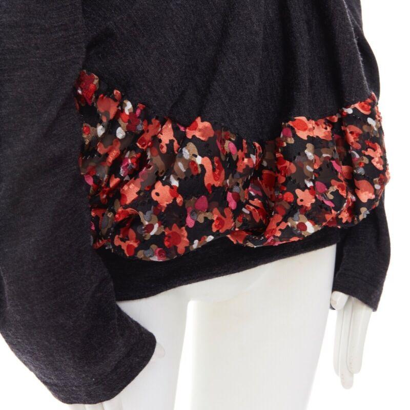 runway JUNYA WATANABE 2008 pink floral print ruched gather front sweater top S 3