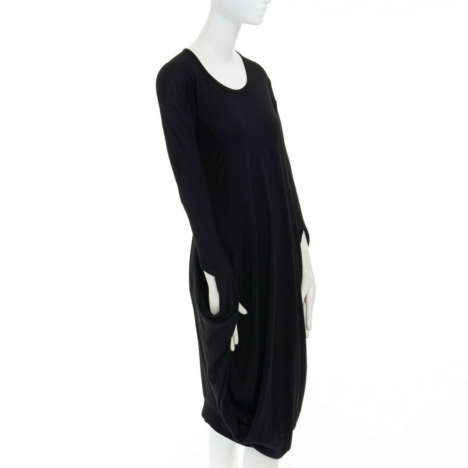 runway JUNYA WATANABE 2008 wool black infinity loop slit sleeves winter dress S In Excellent Condition In Hong Kong, NT