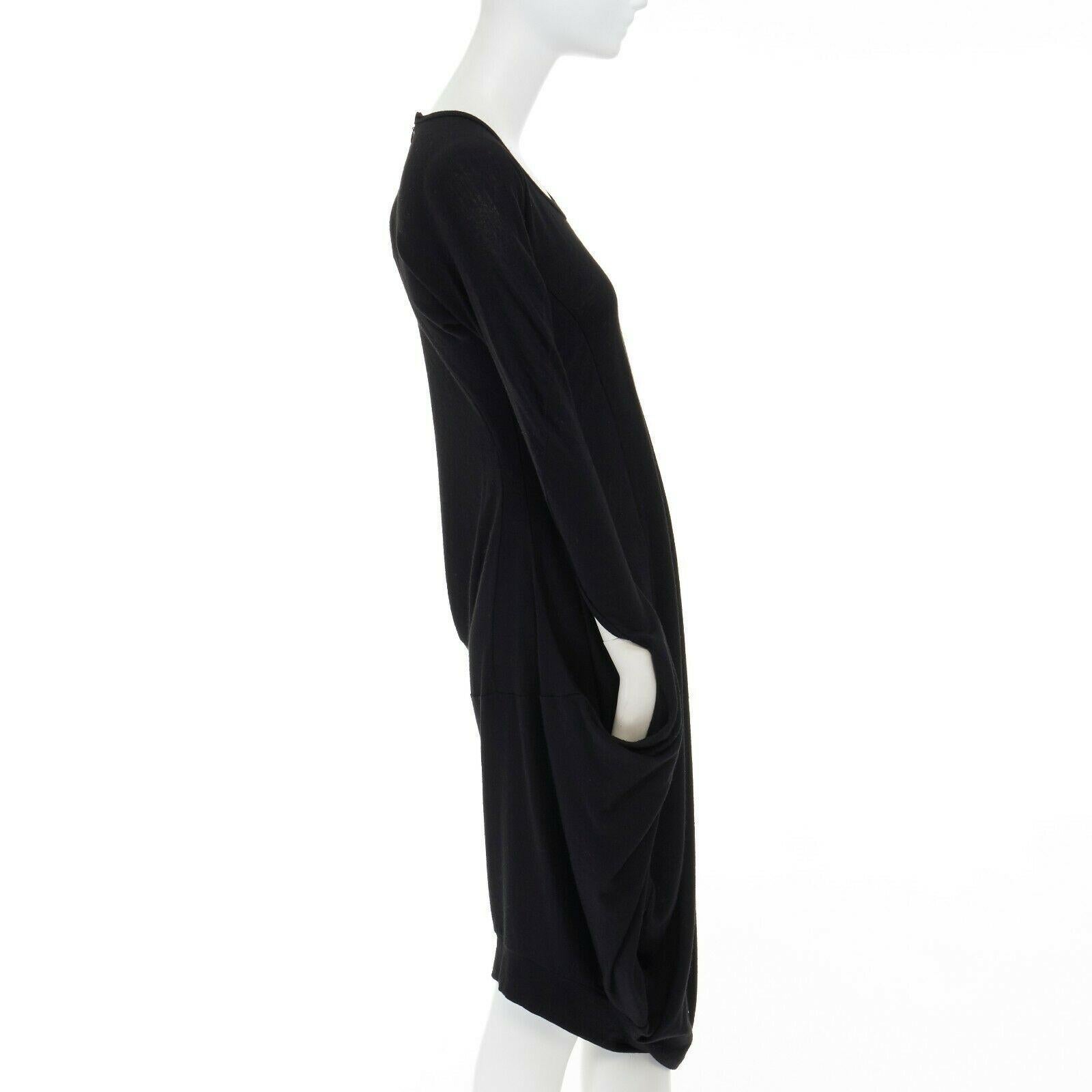 Women's runway JUNYA WATANABE 2008 wool black infinity loop slit sleeves winter dress S
