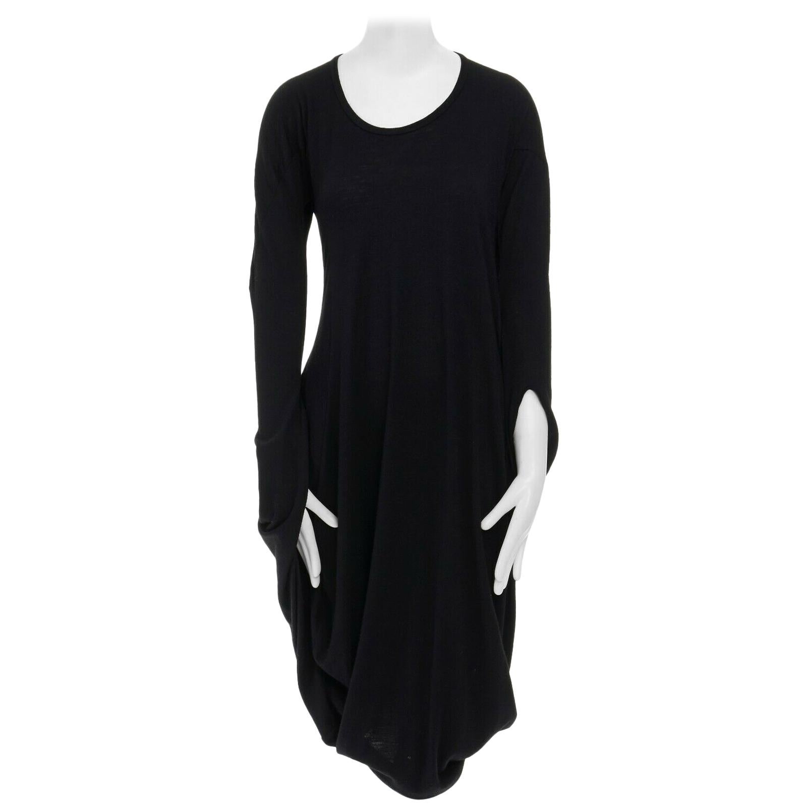 runway JUNYA WATANABE 2008 wool black infinity loop slit sleeves winter dress S