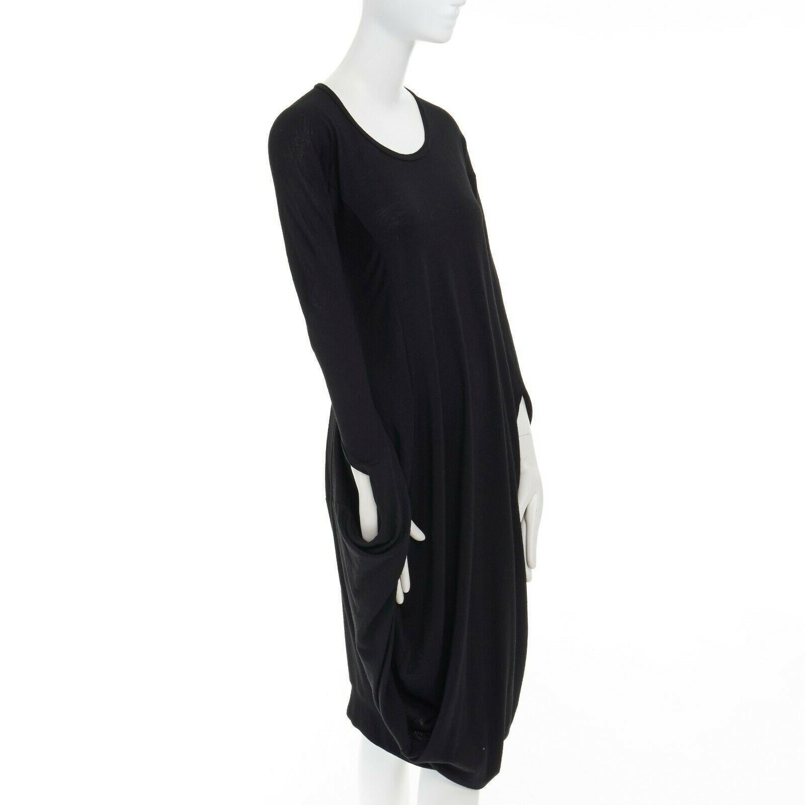 Black runway JUNYA WATANABE AW08 black wool infinity loop slit sleeves casual dress XS For Sale