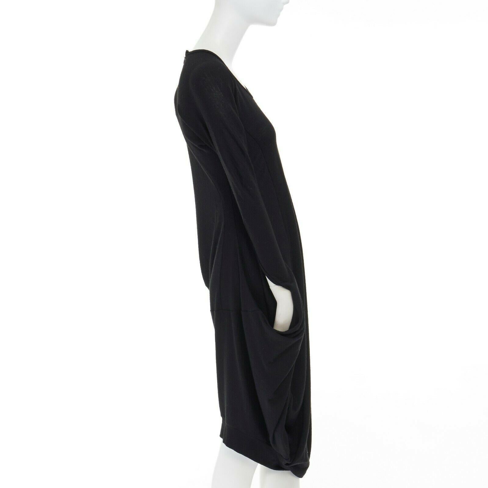 Laufsteg JUNYA WATANABE AW08 Schwarzes lässiges Kleid mit Schlitzärmeln aus Wolle XS im Angebot 1