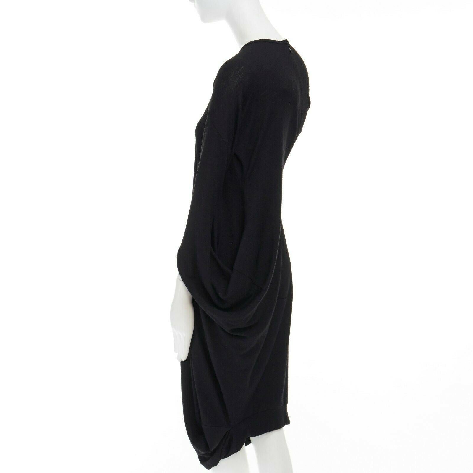 Laufsteg JUNYA WATANABE AW08 Schwarzes lässiges Kleid mit Schlitzärmeln aus Wolle XS im Angebot 2
