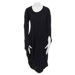 runway JUNYA WATANABE AW08 black wool infinity loop slit sleeves casual dress XS