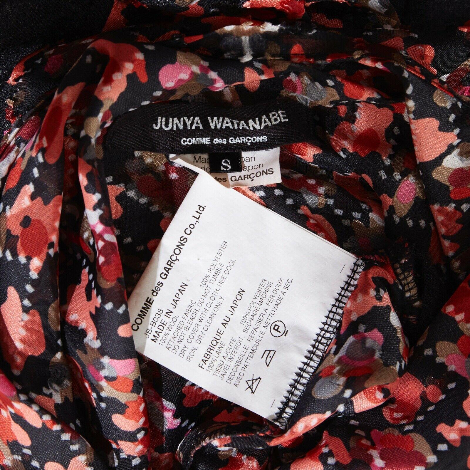 runway JUNYA WATANABE AW08 pink floral print ruched gather front sweater top S For Sale 6