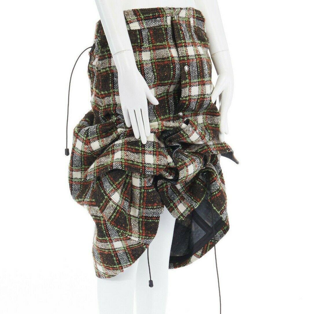 runway JUNYA WATANABE AW2005 checked tweed Windstopper lined parachute skirt M In Excellent Condition In Hong Kong, NT