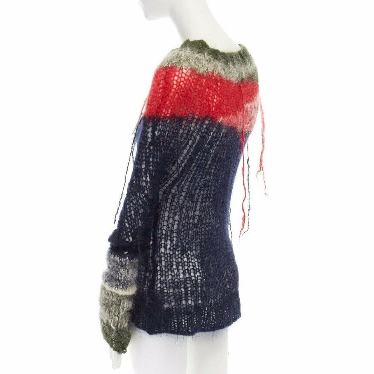 Black runway JUNYA WATANABE AW2006 punk green red blue loose wool knit sweater top S