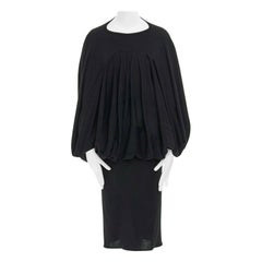 runway JUNYA WATANABE AW2008 black wool blend draped cocoon bubble top dress S