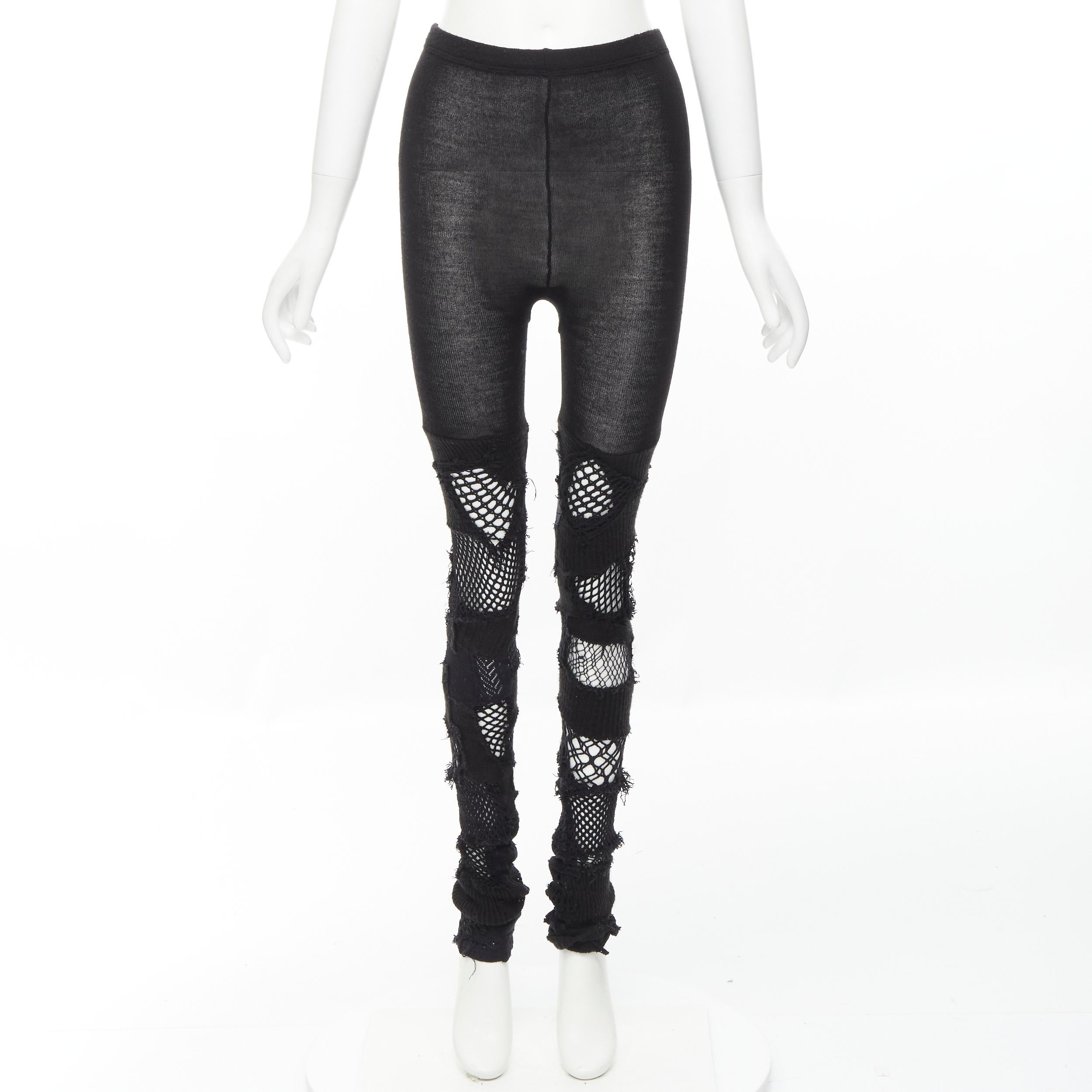 runway JUNYA WATANABE black fishnet deconstructed tights leggings pants S For Sale 6