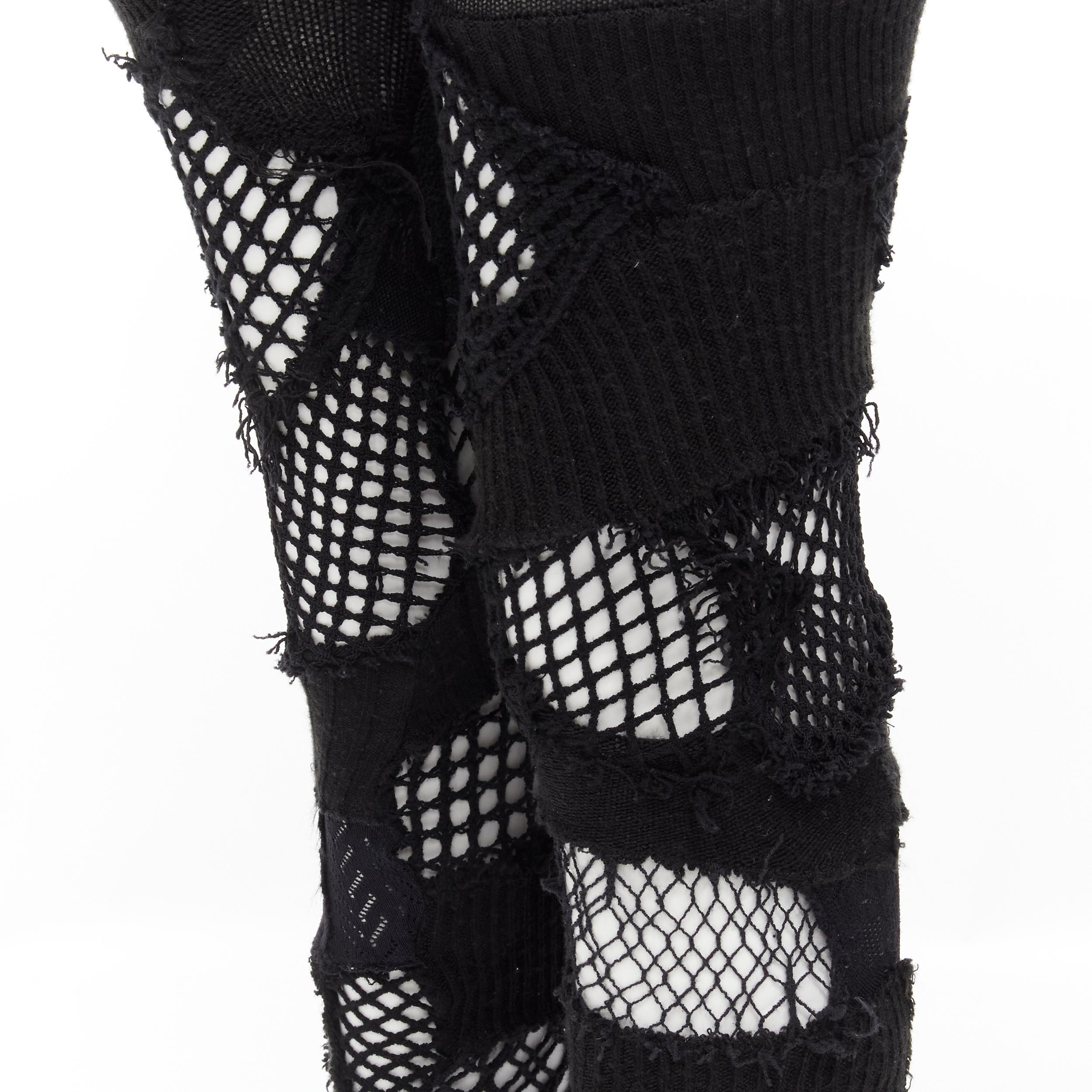 runway JUNYA WATANABE black fishnet deconstructed tights leggings pants S \
Reference: TGAS/B02252 
Brand: Junya Watanabe 
Designer: Junya Watanabe 
Collection: AD2006 Runway 
Material: Wool 
Color: Black 
Pattern: Solid 
Extra Detail: Knitted