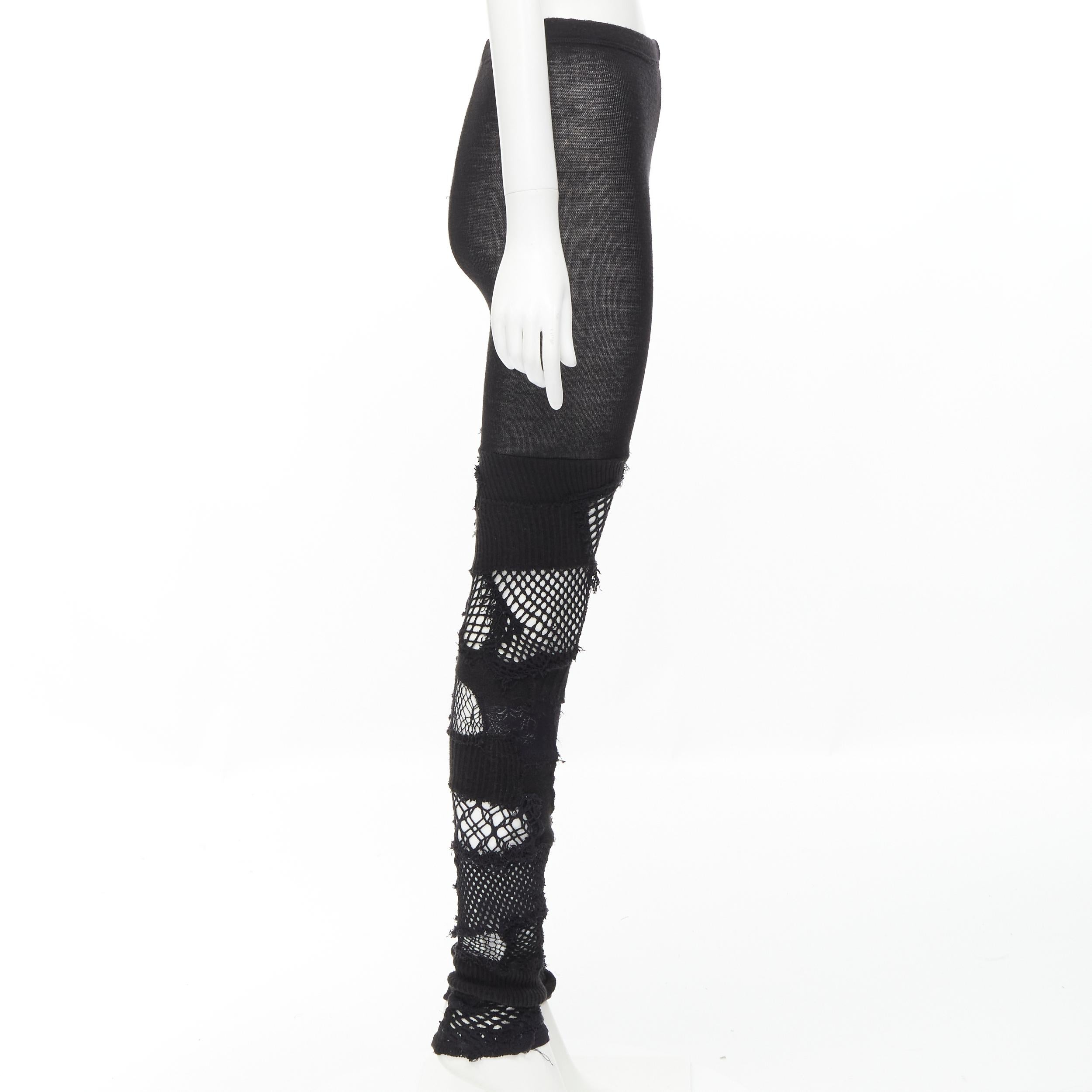 runway JUNYA WATANABE black fishnet deconstructed tights leggings pants S In Excellent Condition For Sale In Hong Kong, NT