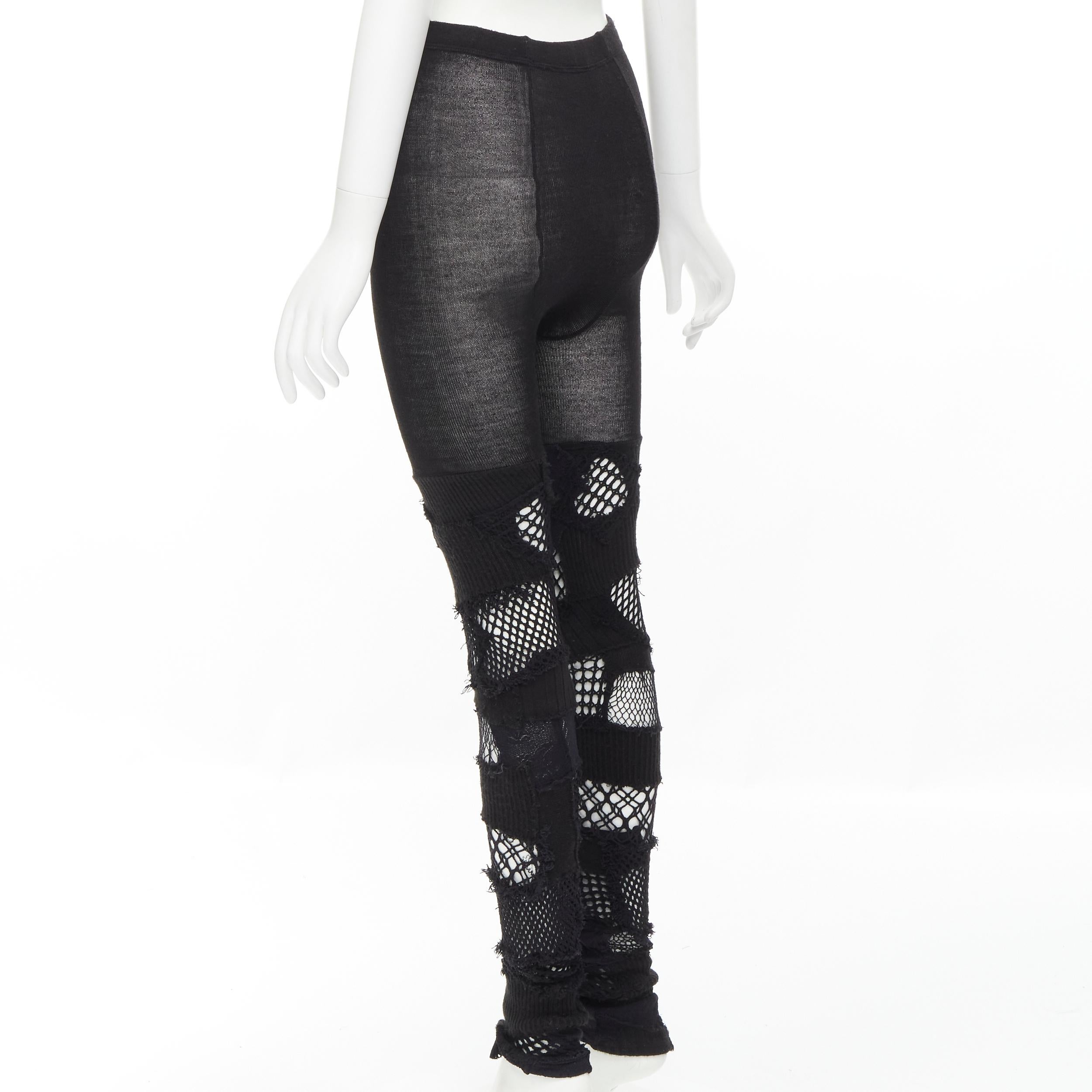 runway JUNYA WATANABE black fishnet deconstructed tights leggings pants S For Sale 1