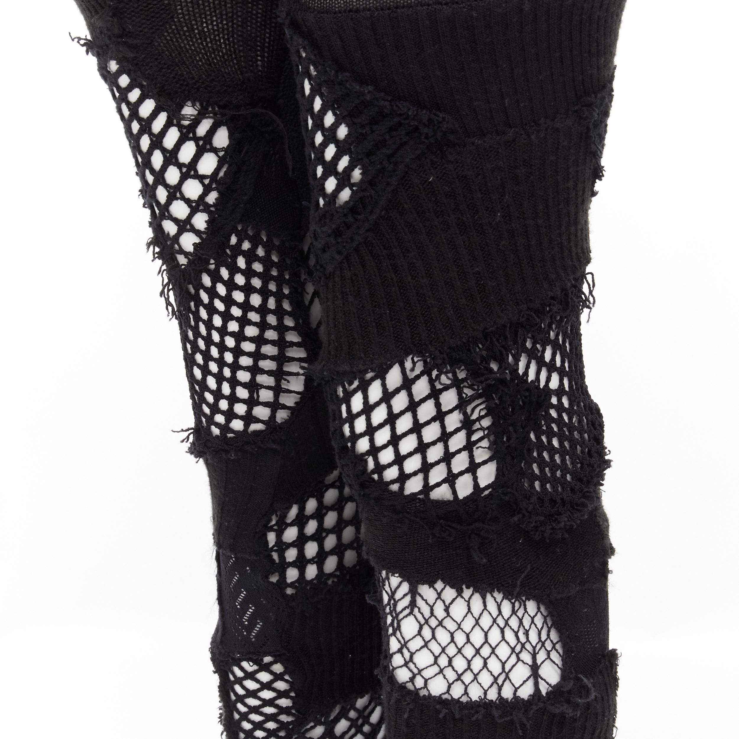 runway JUNYA WATANABE black fishnet deconstructed tights leggings pants S For Sale 2