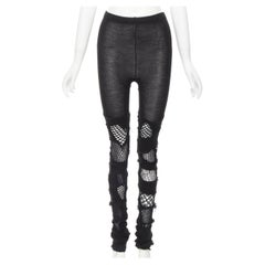 Laufsteg JUNYA WATANABE Schwarze dekonstruierte Leggings mit Fischnetzmuster S