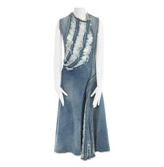 runway JUNYA WATANABE blue distressed twisted washed denim dress XS US2 UK8 IT40