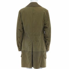 runway JUNYA WATANABE military green cotton deconstructed extended hem coat L