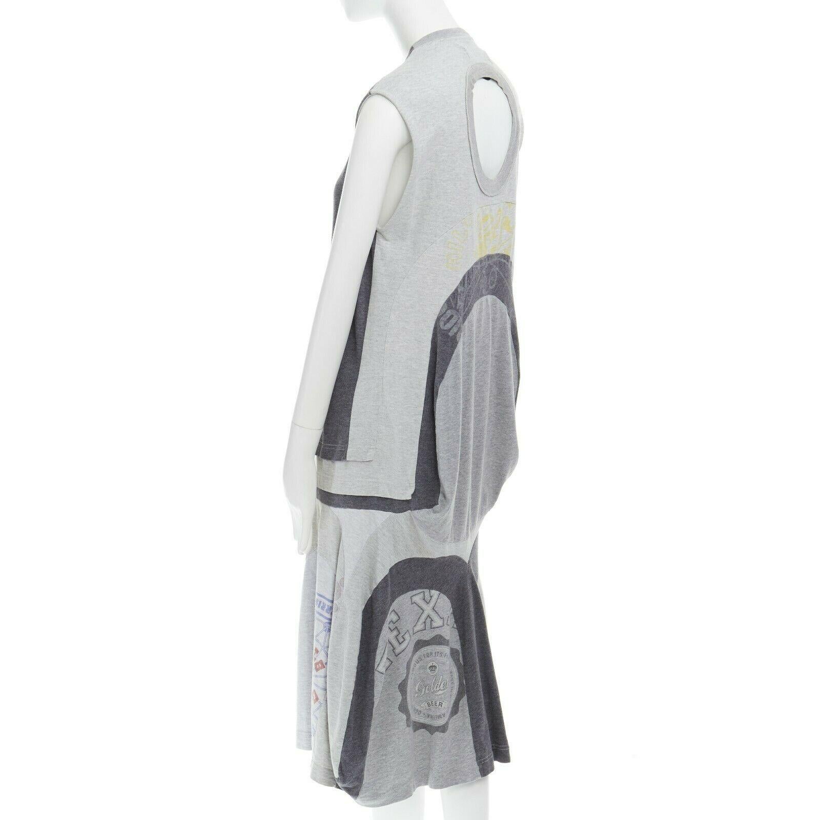 Women's runway JUNYA WATANABE SS2006 grey reconstructed vintage tee cut out dress S US4