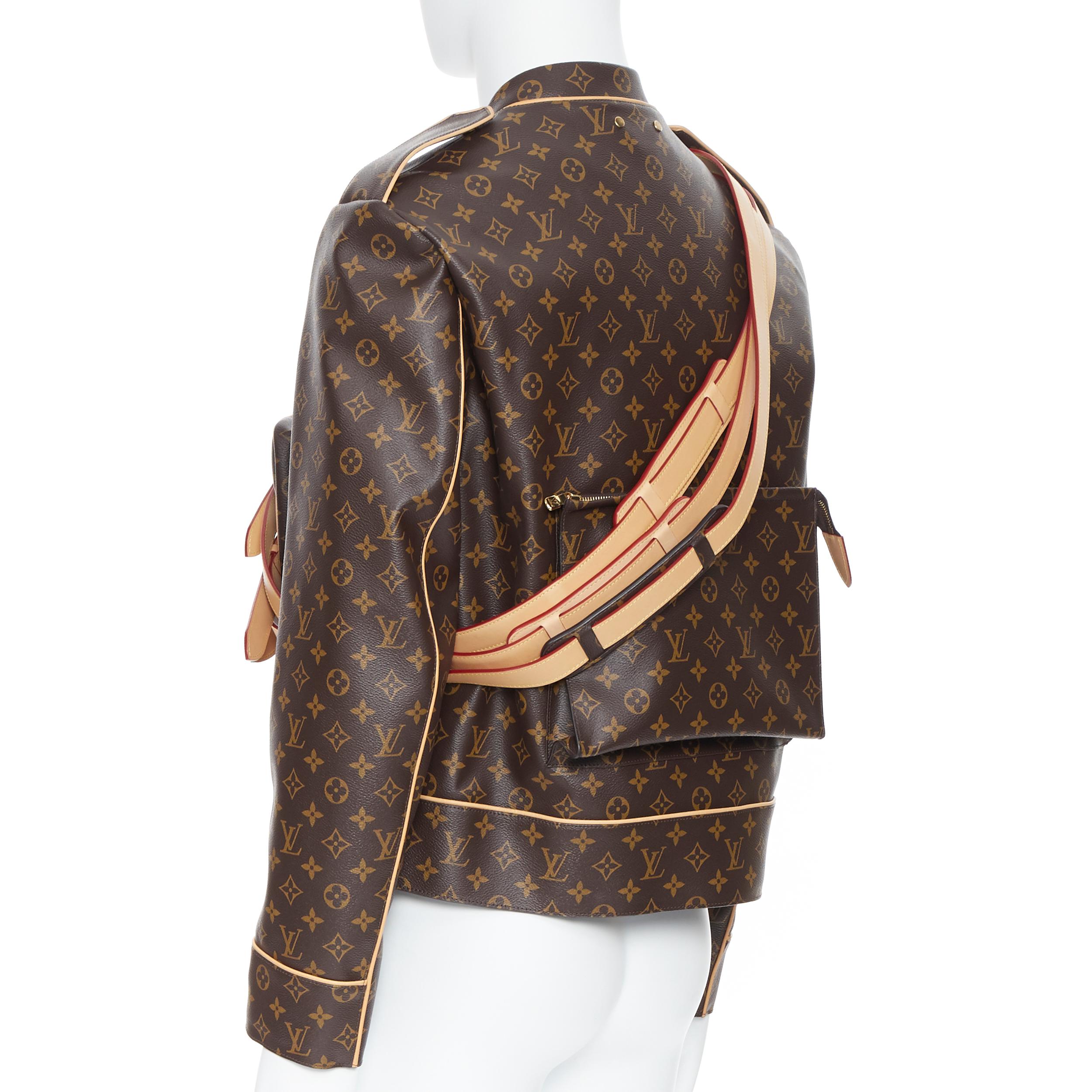 runway LOUIS VUITTON AW19 Sample Admiral brown monogram canvas jacket FR48 M In Good Condition In Hong Kong, NT