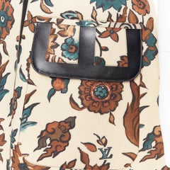 runway LOUIS VUITTON beige floral print polyester zip front pocket skirt FR42