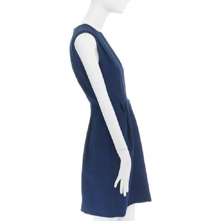 runway LOUIS VUITTON Marc Jacobs 2012 navy handstitched waist dart dress FR34 XS In Excellent Condition In Hong Kong, NT