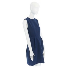 runway LOUIS VUITTON PF12 navy handstitched seams zip back darted dress FR34