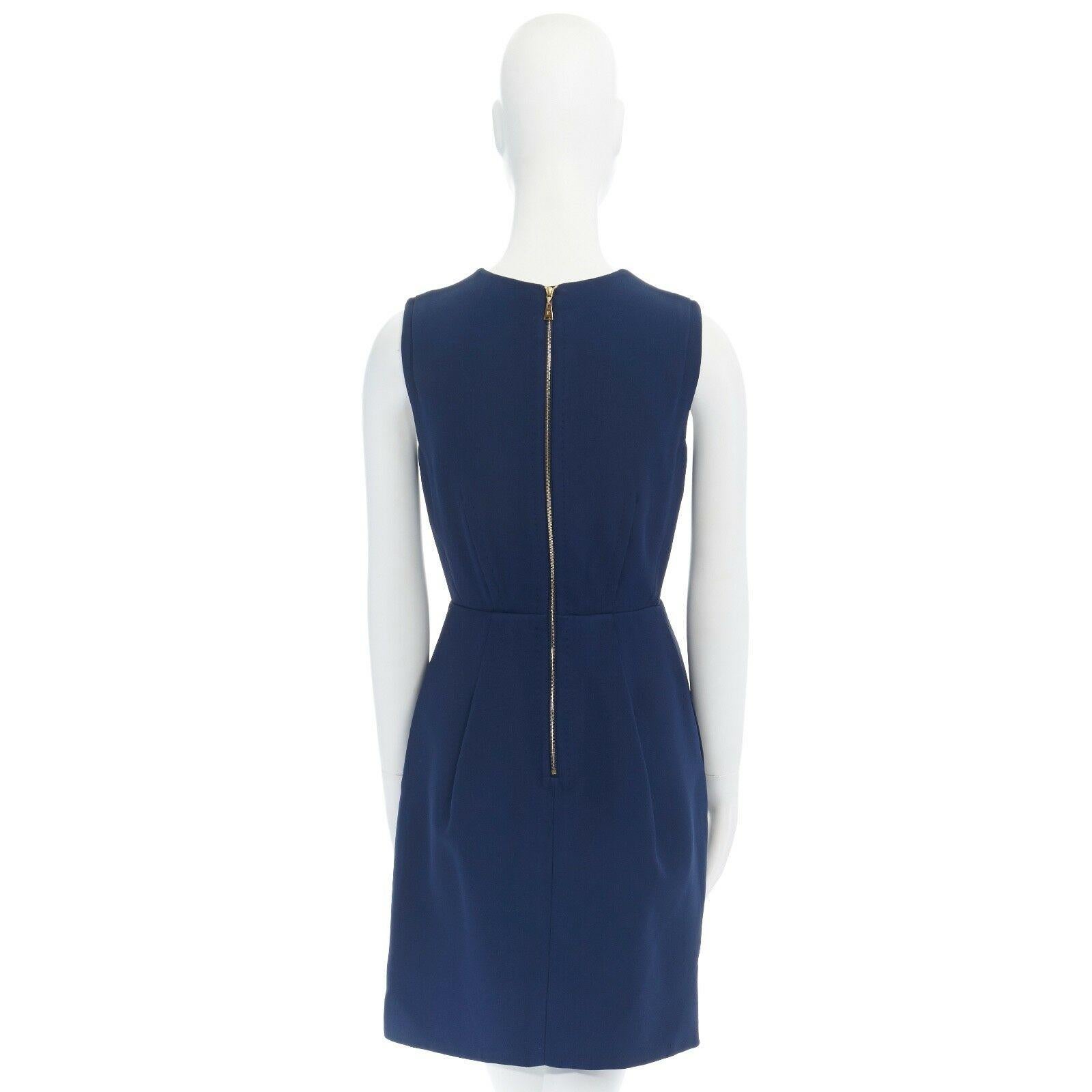 runway LOUIS VUITTON PF12 navy handstitched seams zip back darted dress FR34 In Excellent Condition In Hong Kong, NT