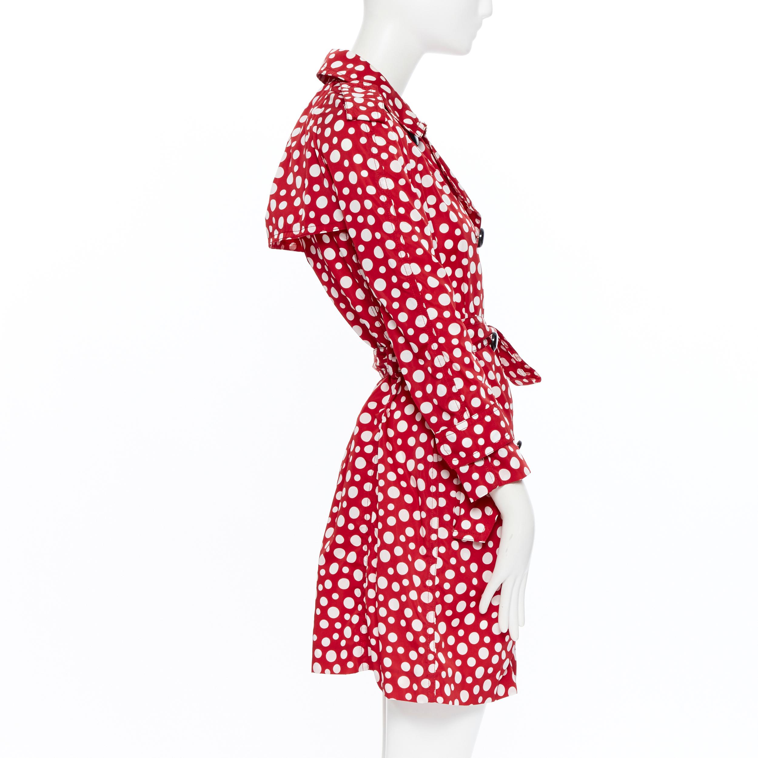 runway LOUIS VUITTON YAYOI KUSAMA red white spot print belted trench coat FR36 S In Good Condition In Hong Kong, NT