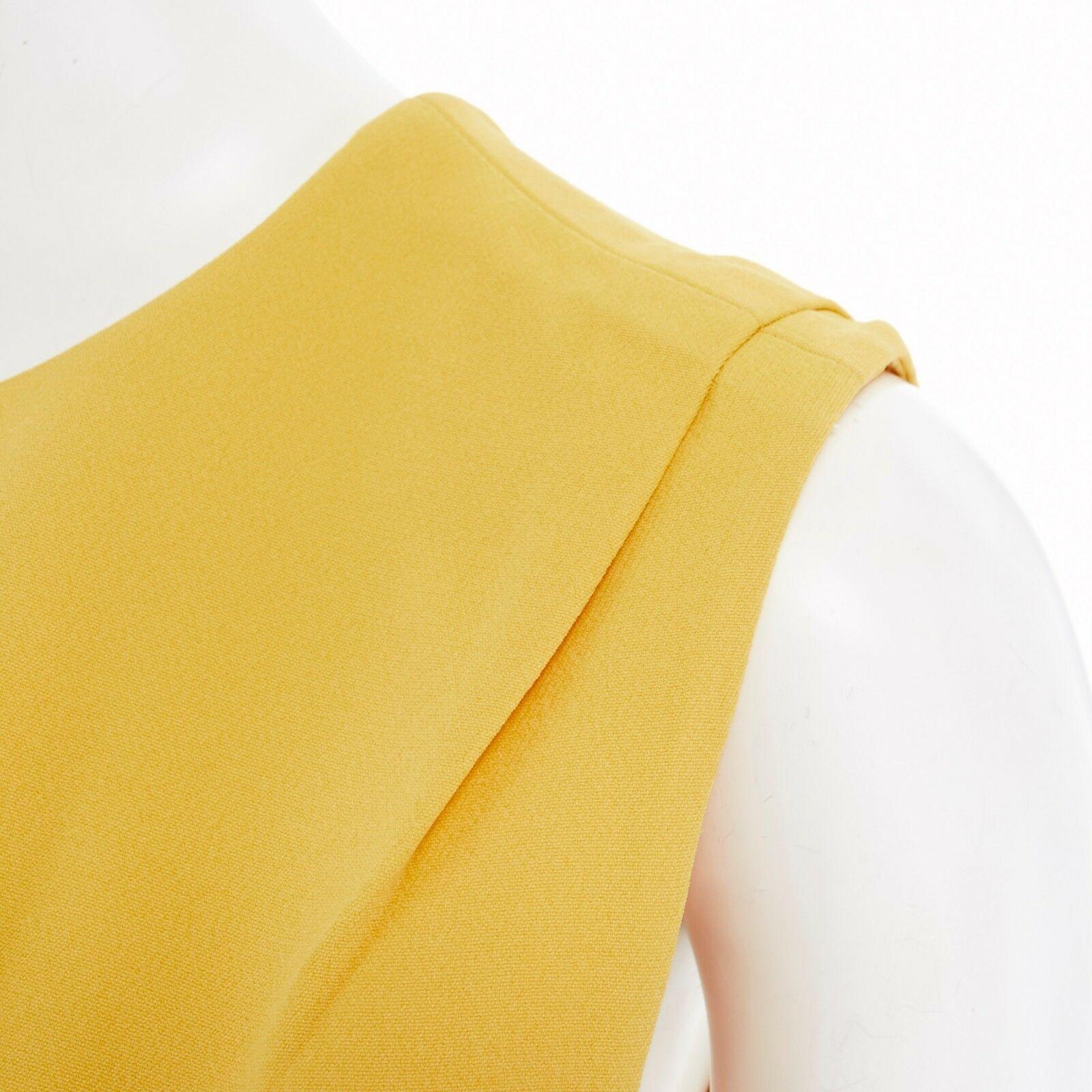 Women's runway LOUIS VUITTON yellow handstitched seams zip back flared dress FR38 M