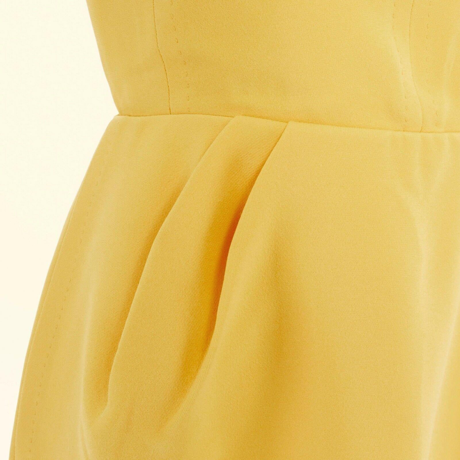 runway LOUIS VUITTON yellow handstitched seams zip back flared dress FR38 M 1